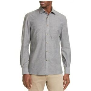 EIDOS Trim Fit Melange Western Button Down Shirt in Gray